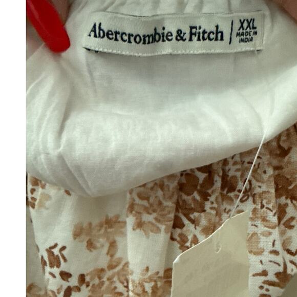 Abercrombie & Fitch Floral Linen Blend Off Shoulder Cropped Top Brown Size XXL - Picture 8 of 11
